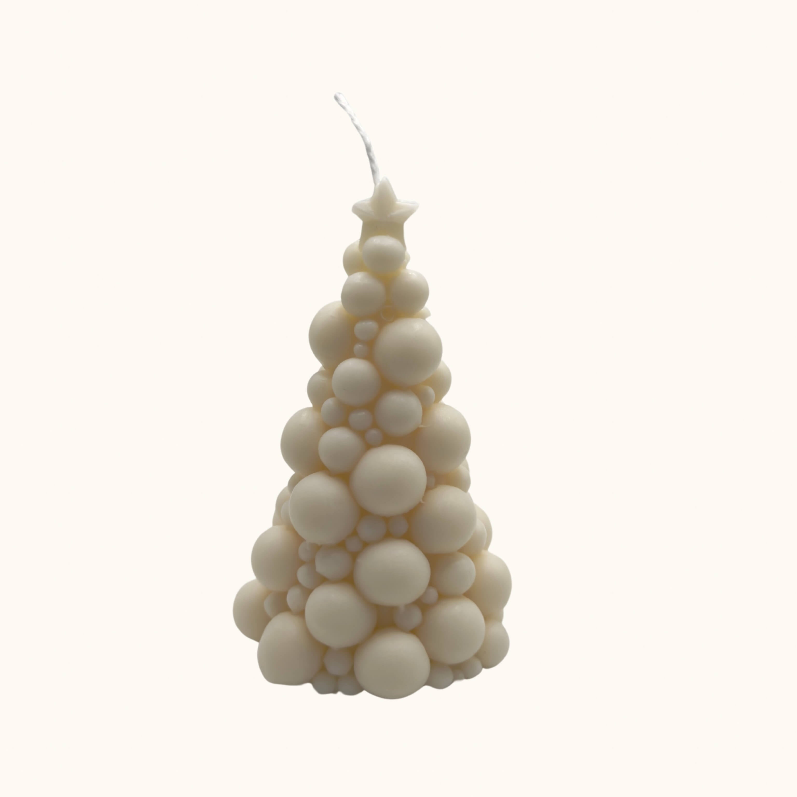 Bubbly Christmas Tree Sojawachs-Kerze, handgefertigte Weihnachtsbaum-Kerze aus Bubbles mit funkelndem Stern.