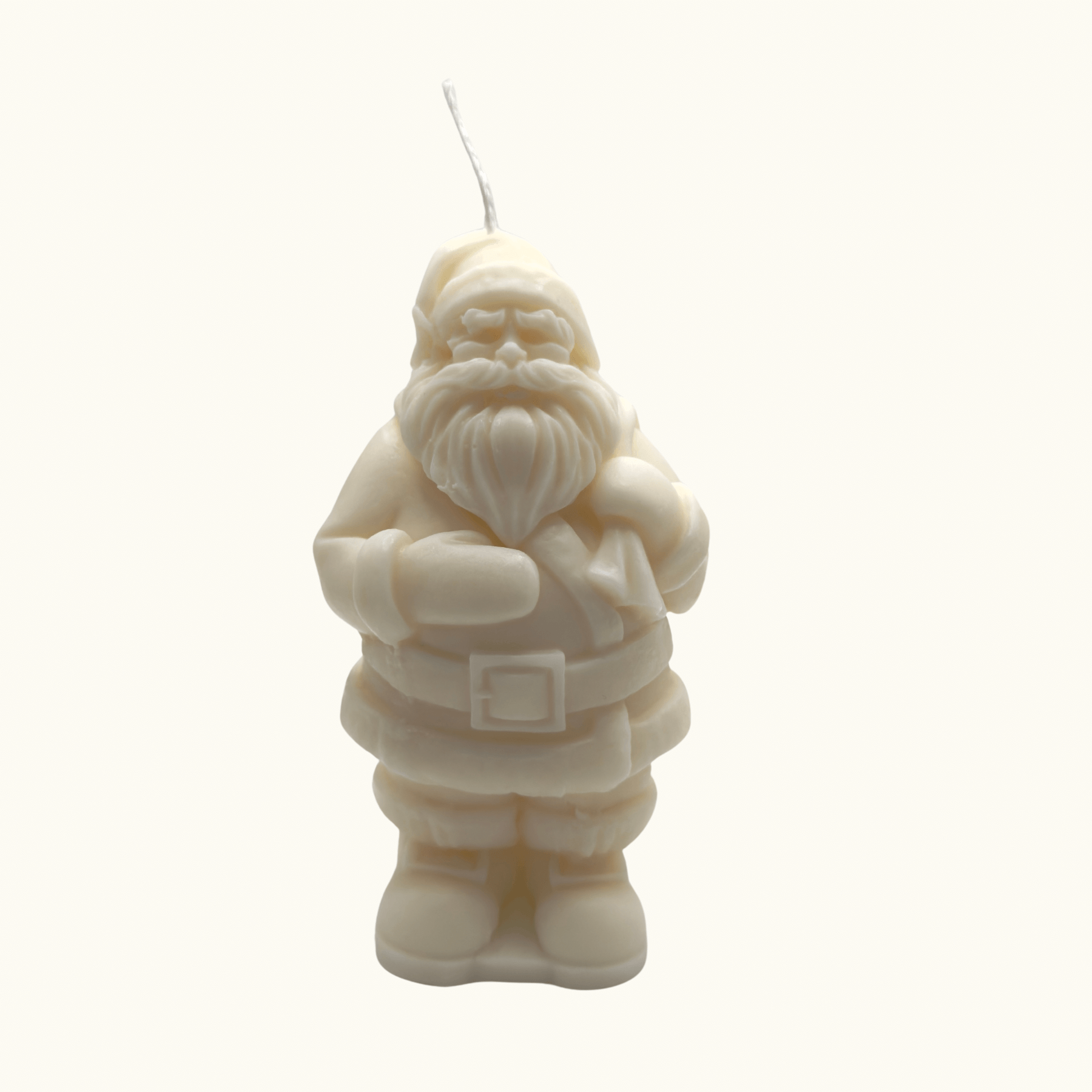 Santa Claus Sojawachs-Kerze, handgefertigte Nikolaus-Kerze für eine festliche Weihnachtsdekoration.